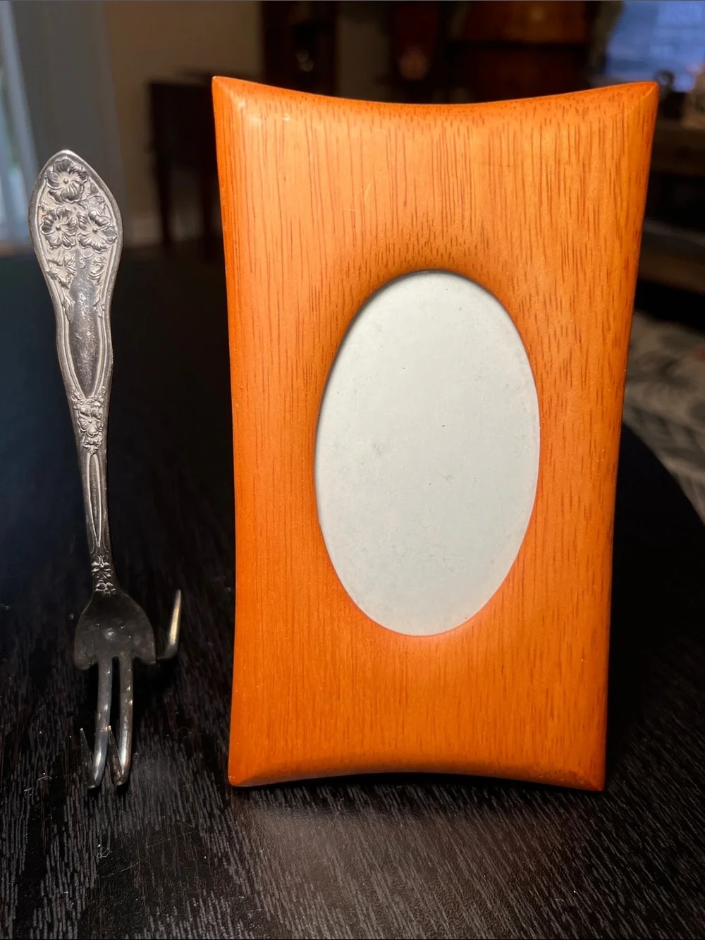 Vintage Fetco MCM Style Flared Wood Picture Frame Folk Art Fork Display Stand